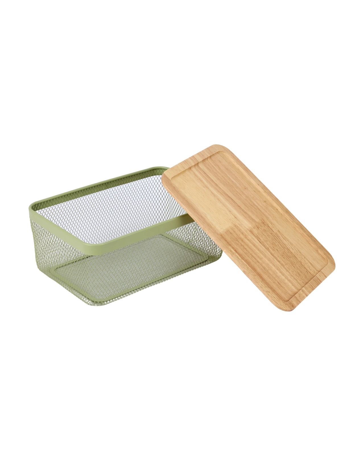 Anko Large Basket with Wooden Lid - Green 2 of 6