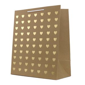 Hallmark Large Gift Bag - Kraft and Gold Hearts