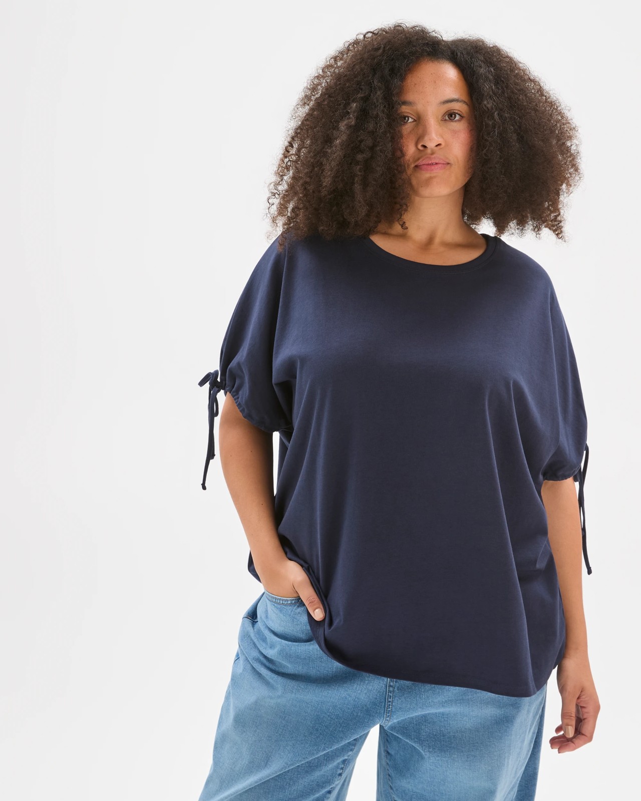 Plus Size Australian Cotton Gathered Sleeve T-Shirt 4 of 5