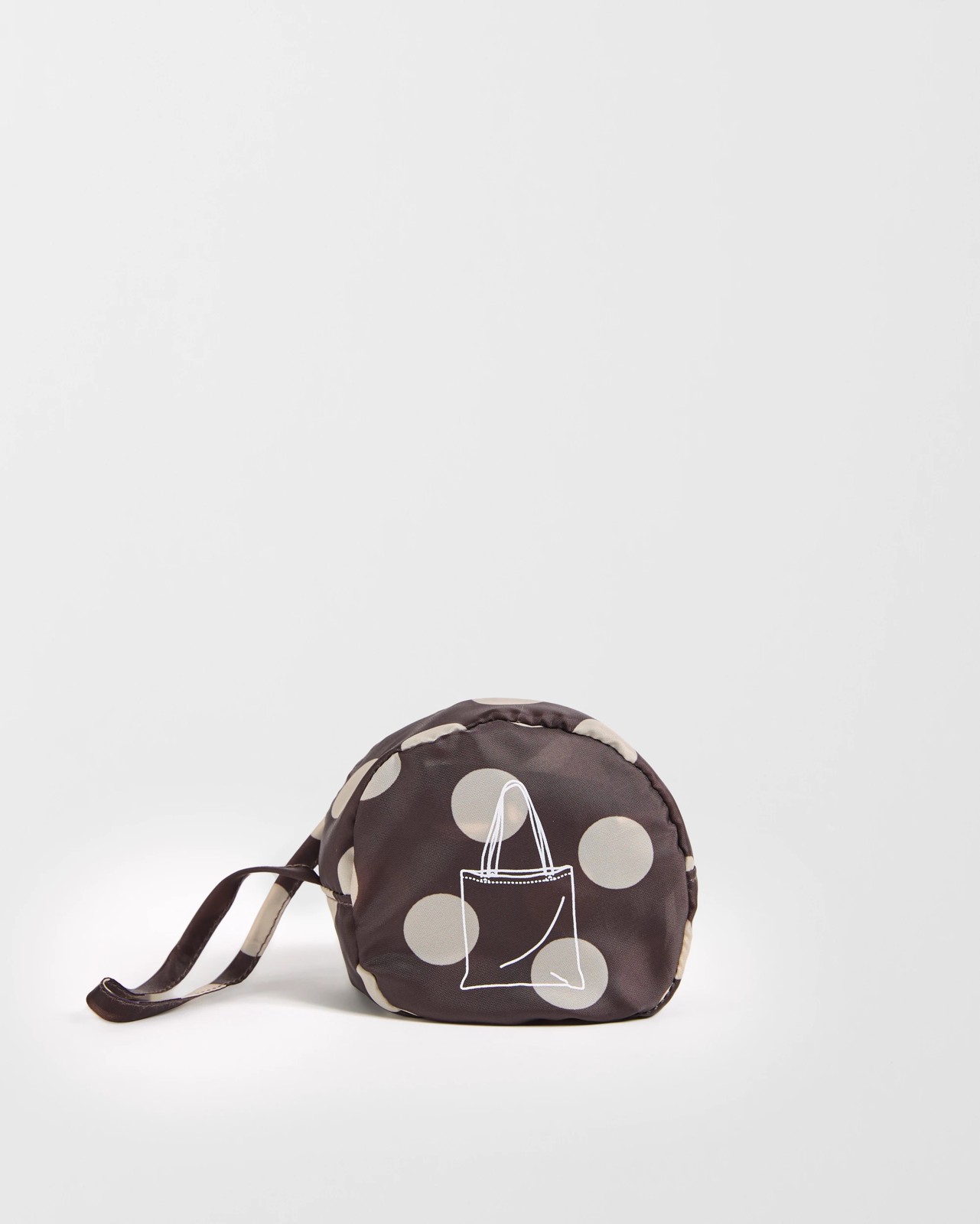 Fold Up Shopper Tote Bag - Choc Polka Dots 2 of 3
