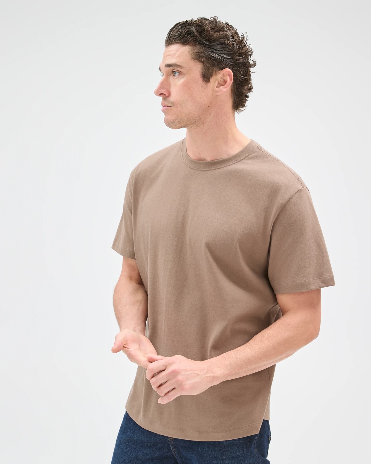 Australian Cotton Curved Hem T-Shirt - Falcon 3 of 6