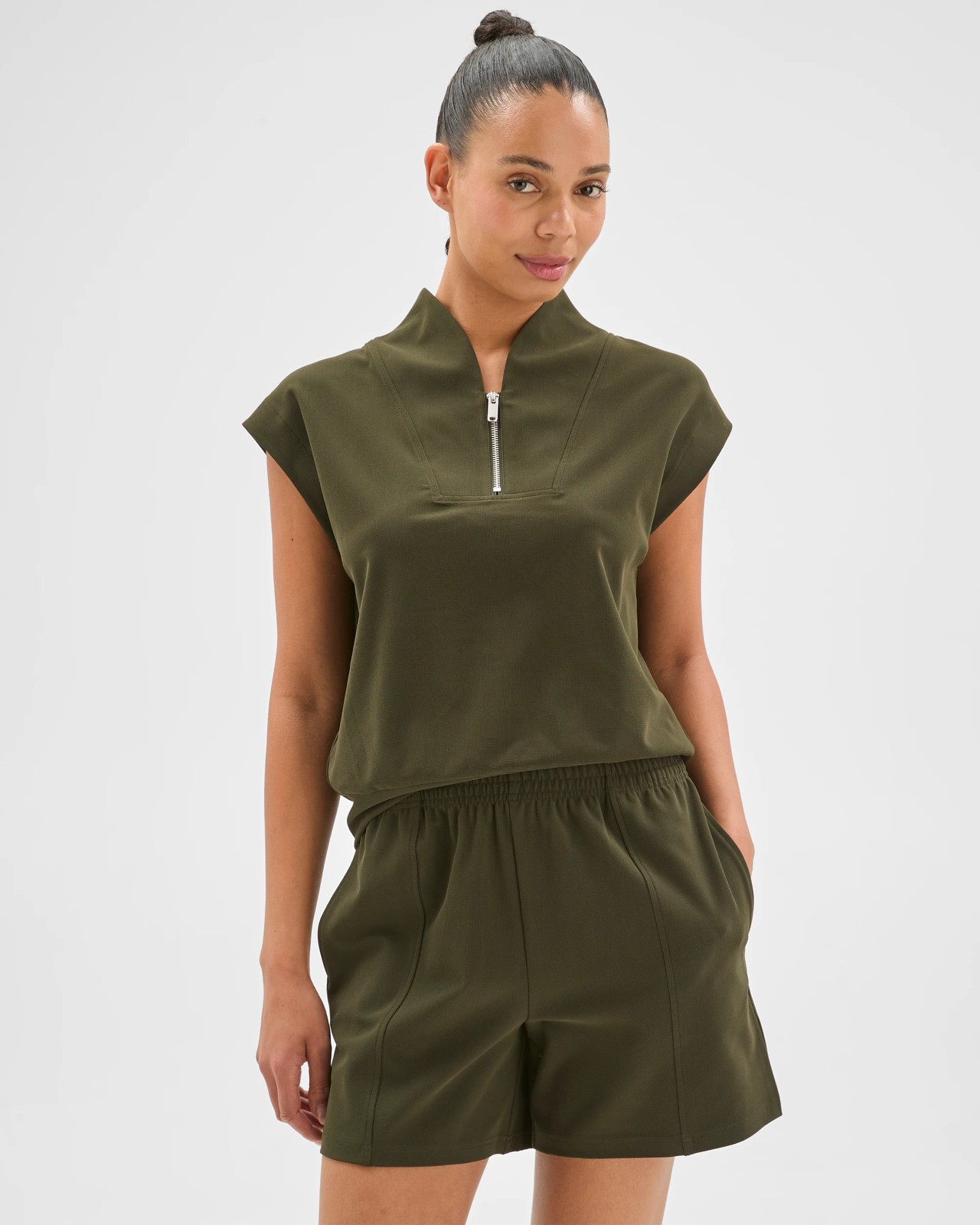 Active Sporty Pique Shorts - Dark Olive 5 of 5