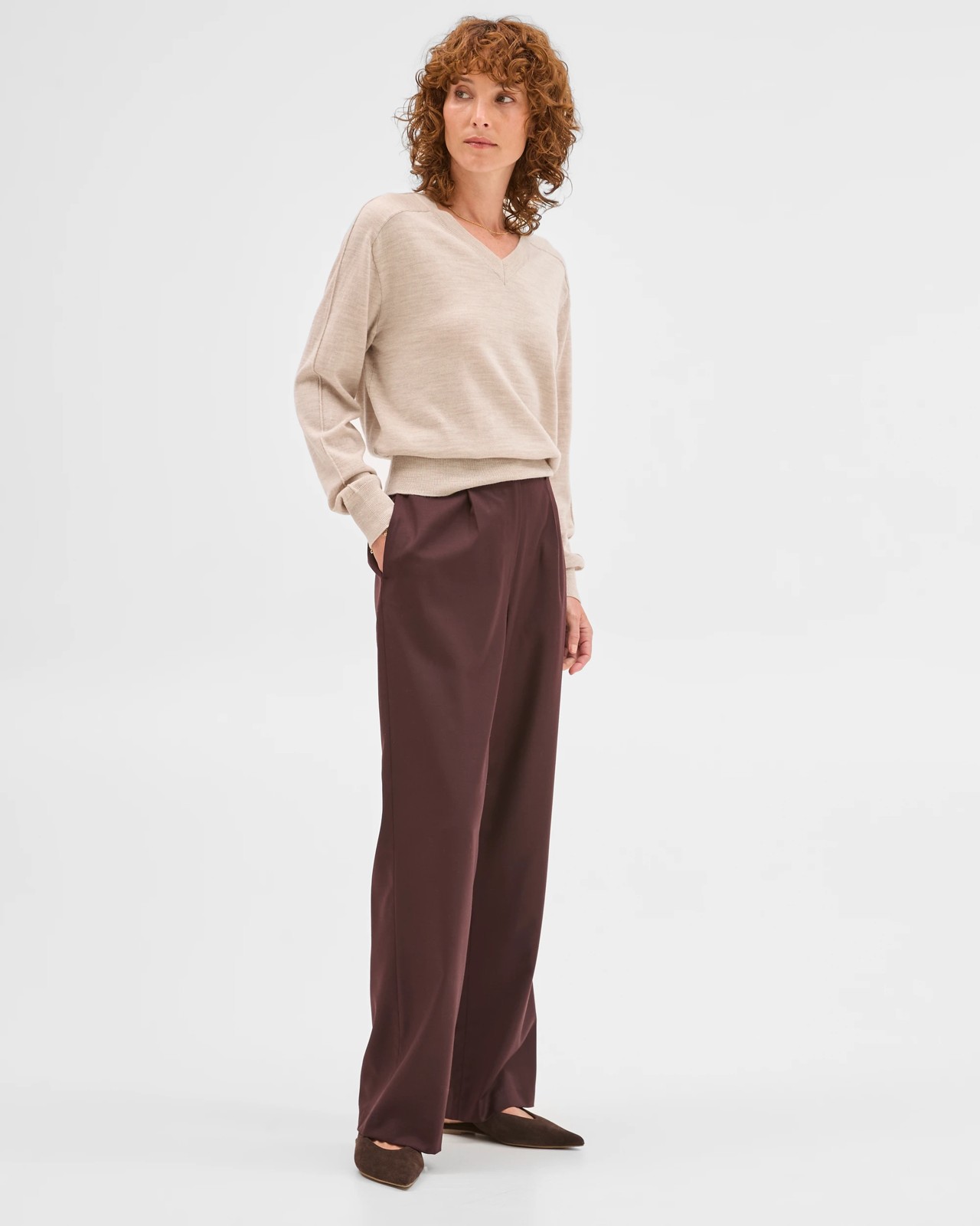 Preview Wool Blend Tailored Straight Leg Pants 3 of 5
