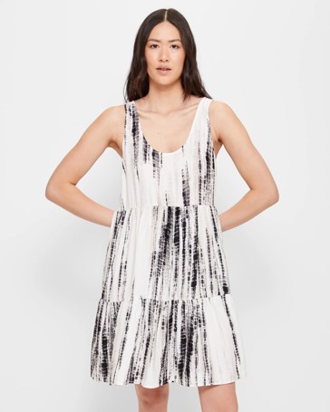 Tie Dye Tiered Mini Dress