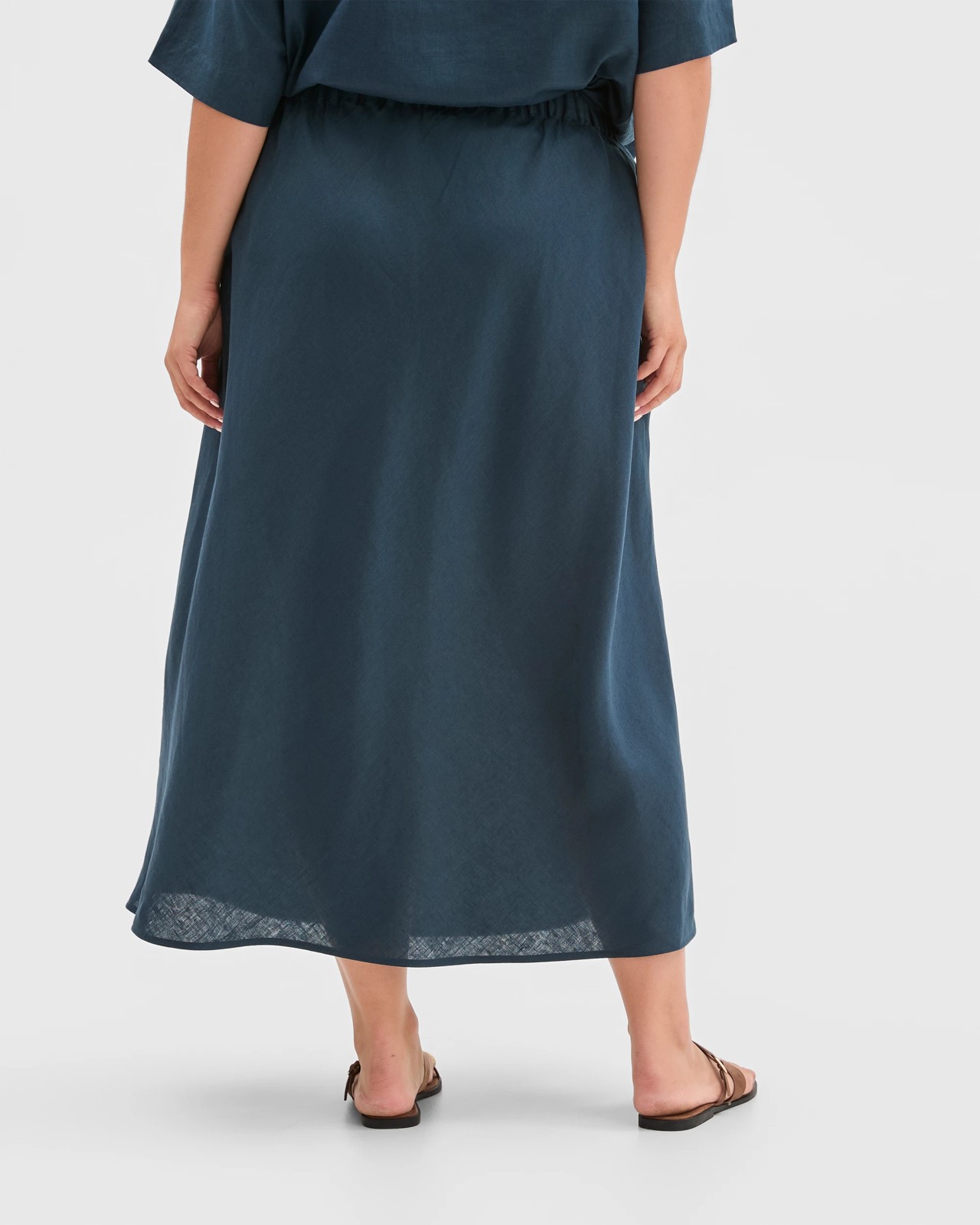 Plus Size European Linen Seam Detail Skirt 6 of 6
