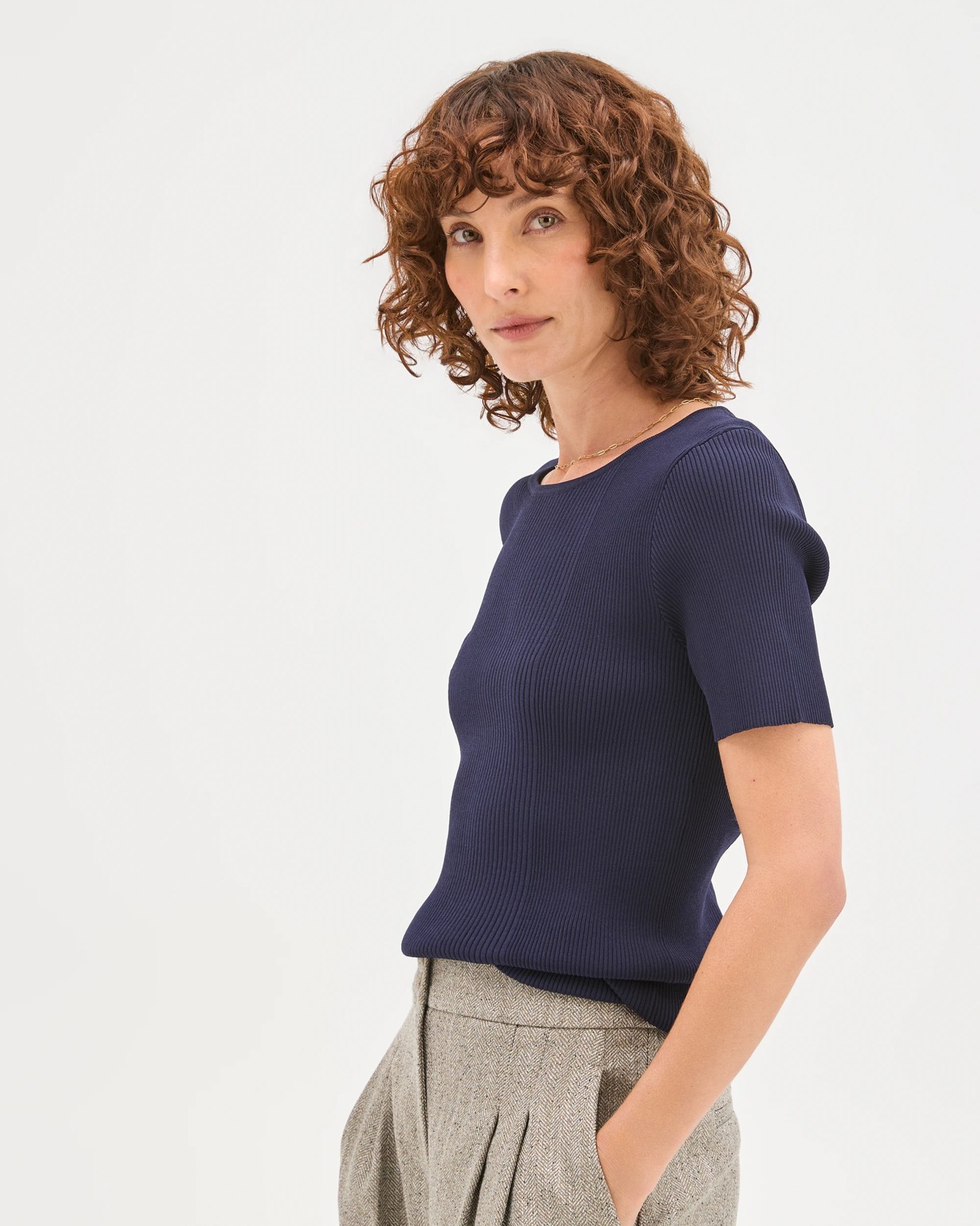 Preview Ultimate Rib Knit T-Shirt - Ink Navy 4 of 6