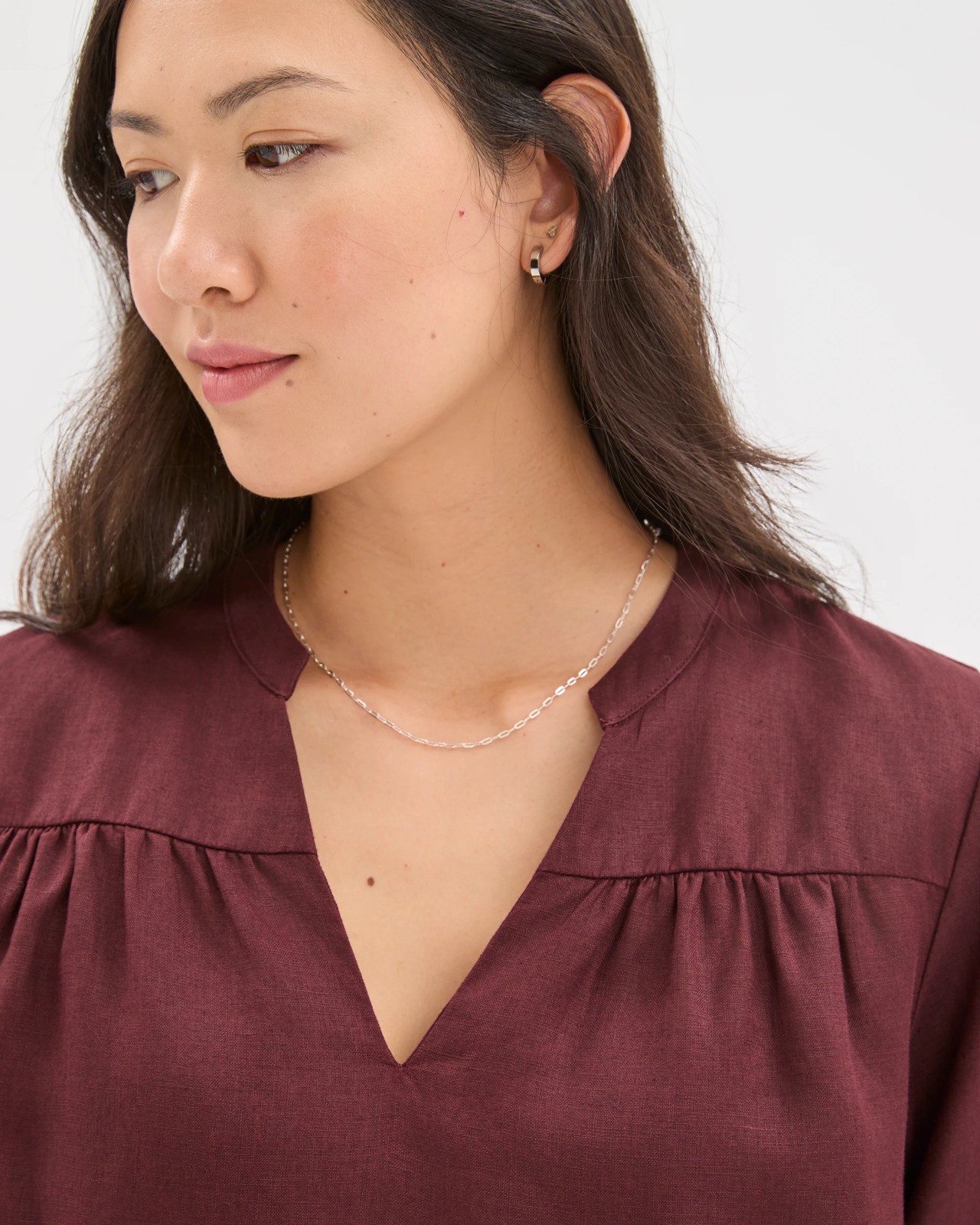 European Linen Short Sleeve V-Front Tunic Top 5 of 6