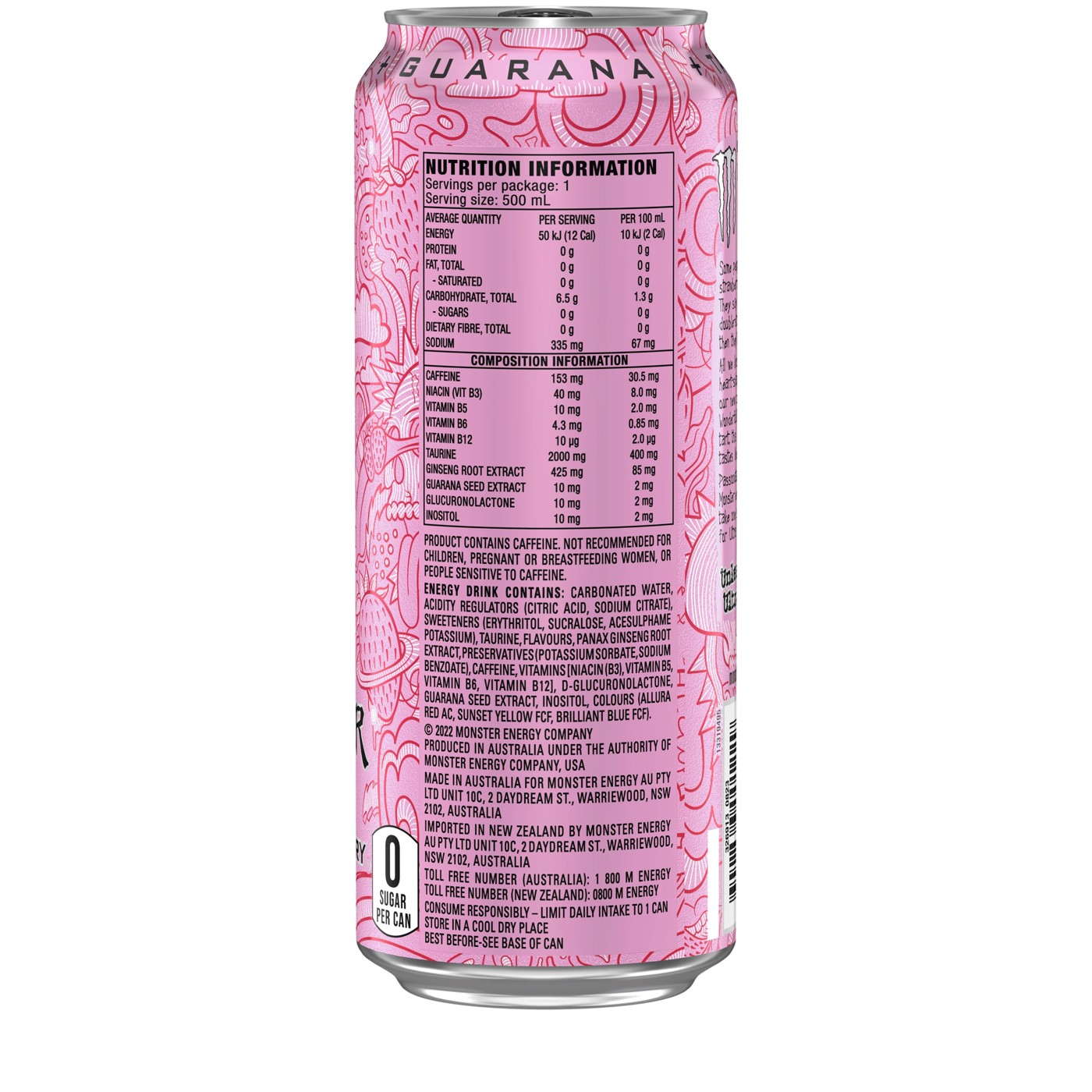Monster Energy Drink Ultra Strawberry Dreams 500ml 3 of 5