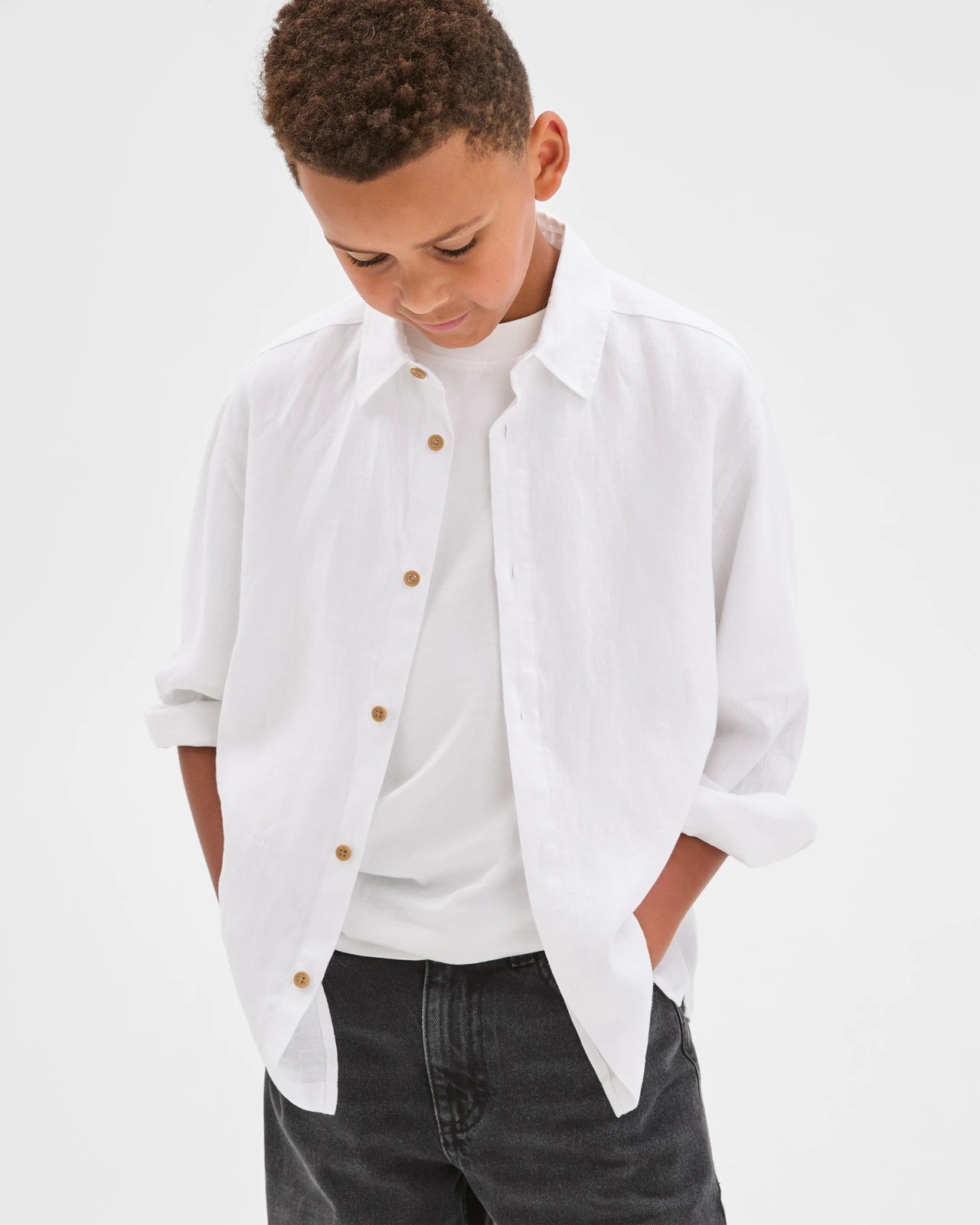 European Linen Long Sleeve Shirt - White 3 of 6