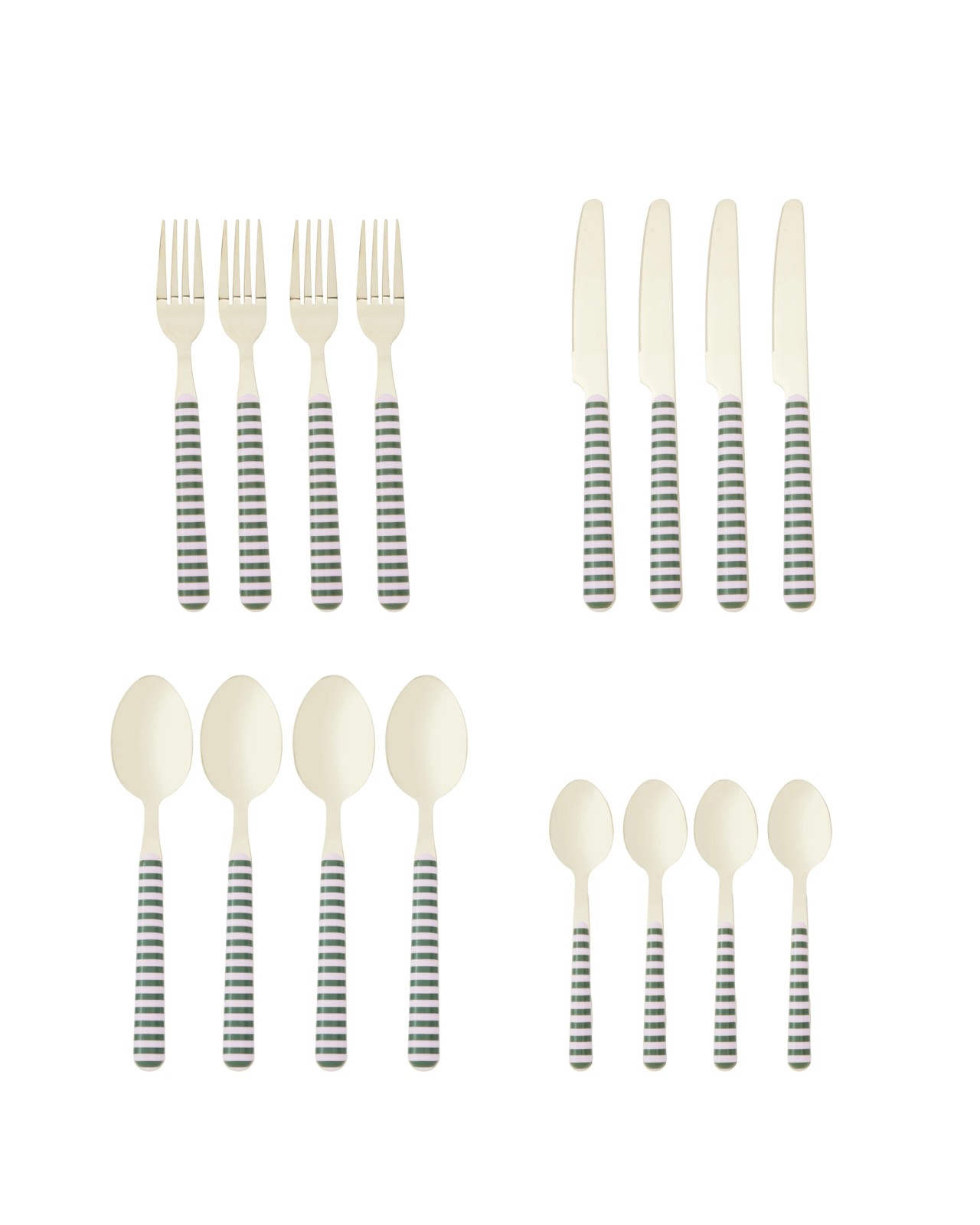Anko 16 Piece Green and Pink Cutlery Set 4 of 6