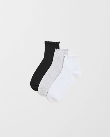 Australian Cotton Blend 3 Pack Quarter Crew Socks with Frill