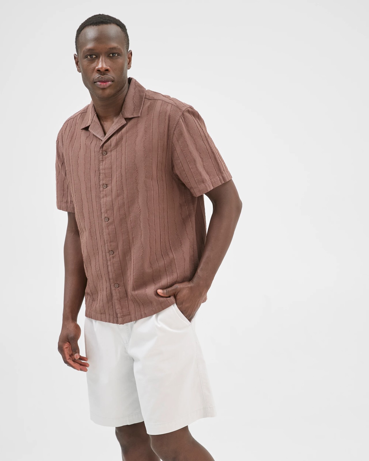 Commons Cotton Burnout Short Sleeve Shirt - Chocolate Brown 5 of 5