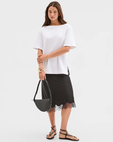 Lily Loves Australian Cotton Boat Neck Off Shoulder T-Shirt