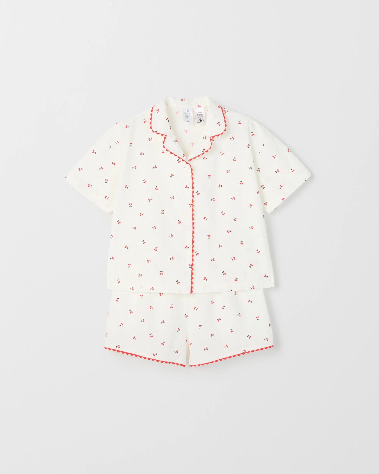 Australian Cotton Big Girls Ric Rac Pyjama Set - Cherry 5 of 5