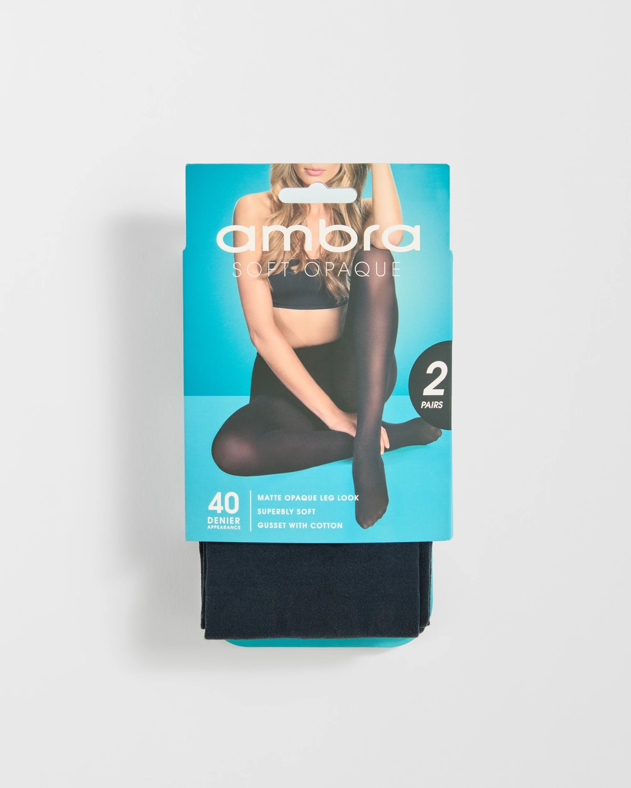 Ambra 2 Pack 40 Denier Soft Opaque Tights - Navy Blue 2 of 5
