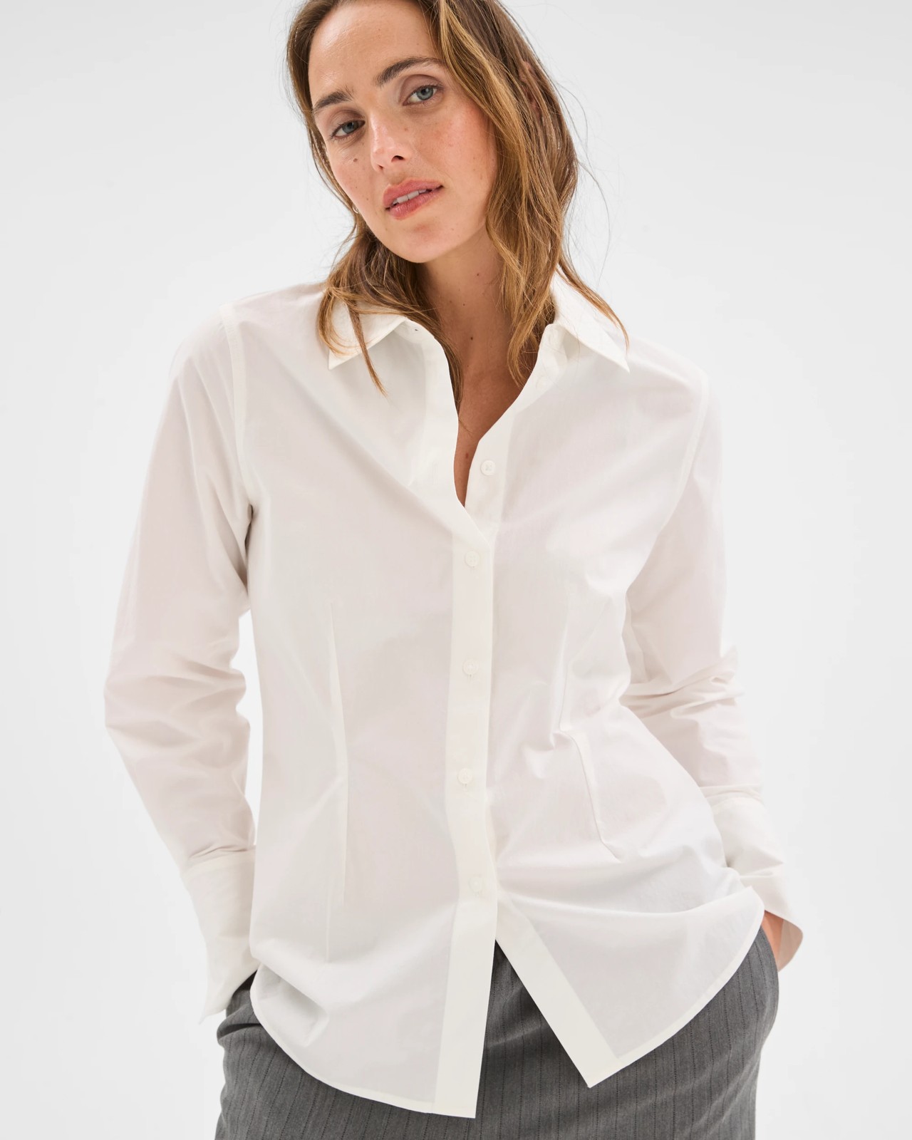 Preview Australian Cotton Tailored Waist Shirt - Pale Oat 3 of 5