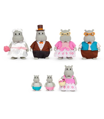 Li'l Woodzeez Hippos Family Figurine Wedding Set