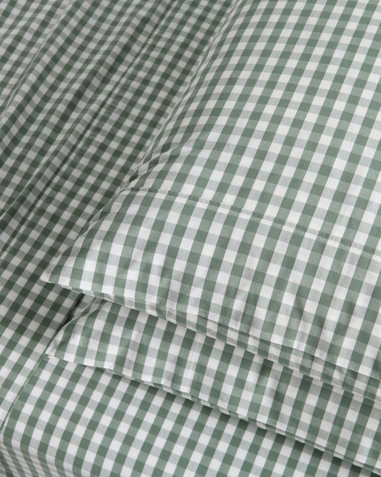 Gingham Australian Cotton Mix & Match Flat Sheet - Agave Green - QB 2 of 4