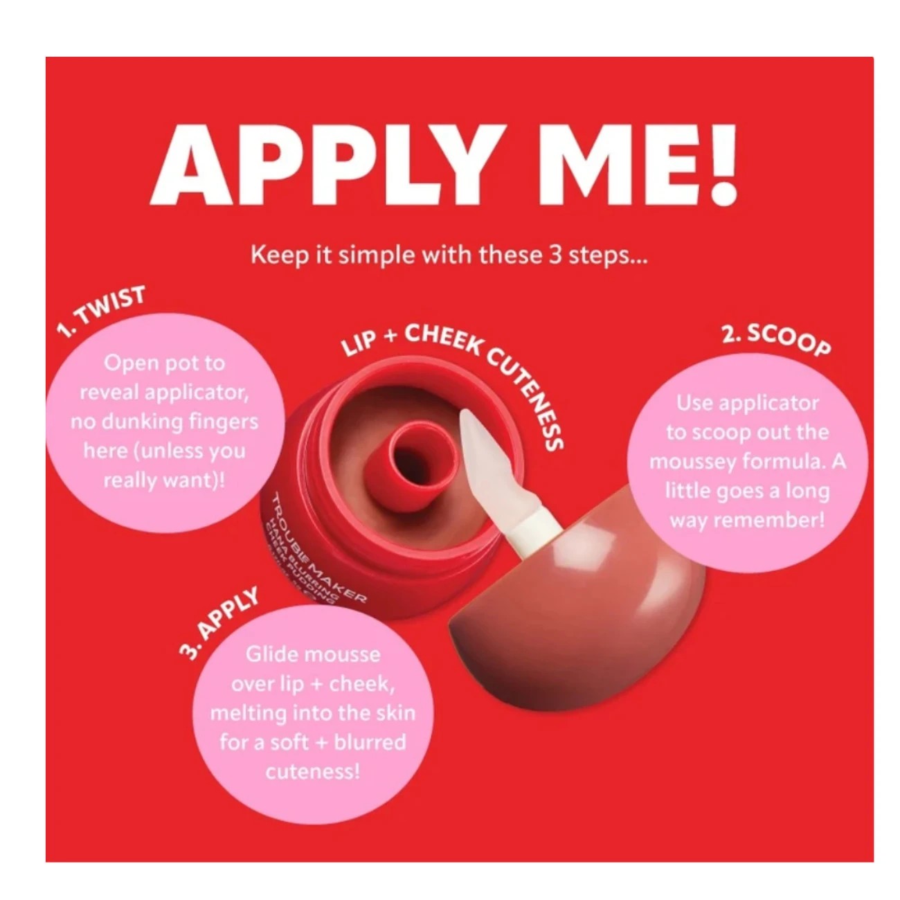 Trouble Maker Little Pudding Blurring Lip + Cheek Mousse - Mimi Rose Pink 2 of 3