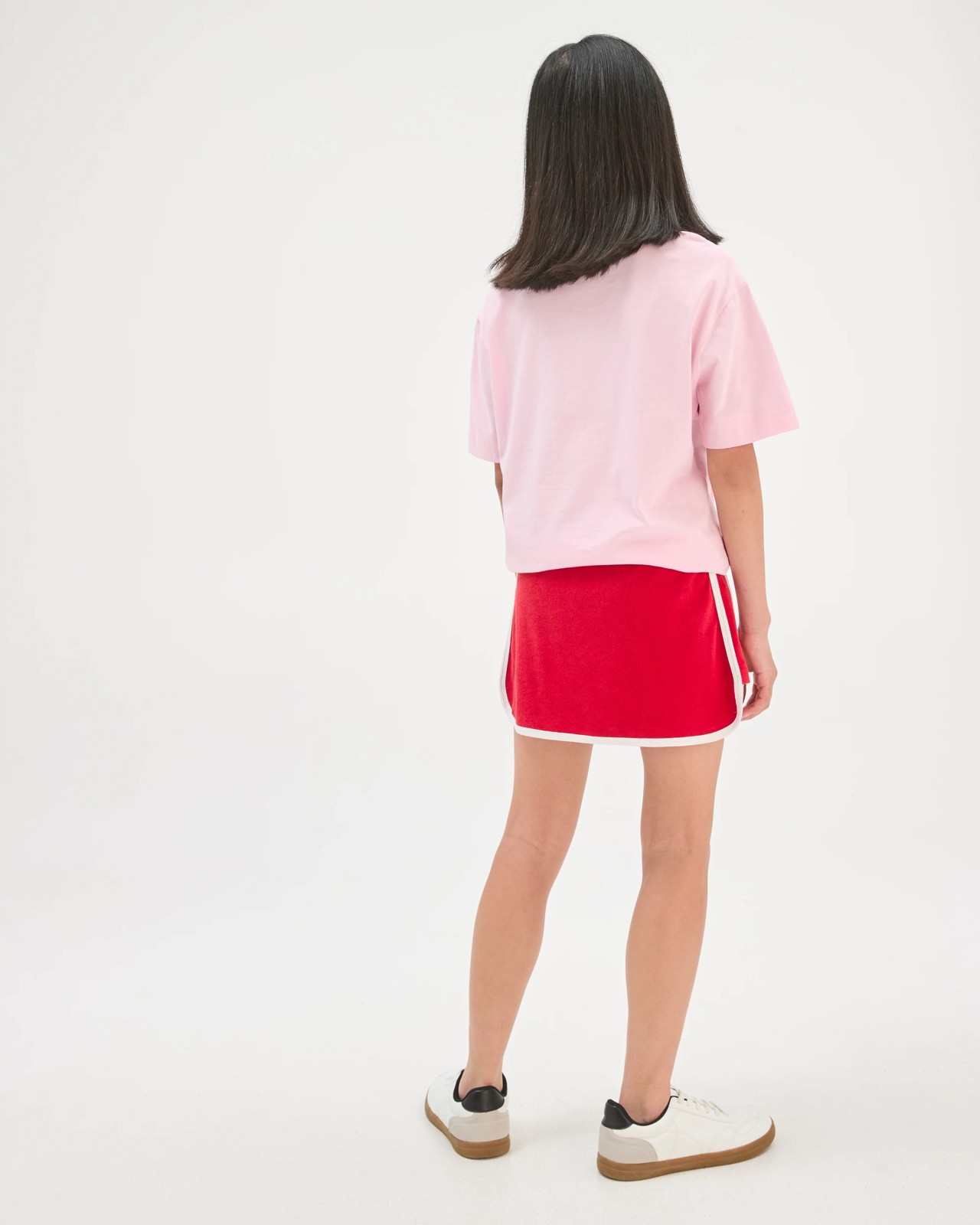 Australian Cotton Dolphin Hem Short Length Knit Terry Skort - Red 5 of 5