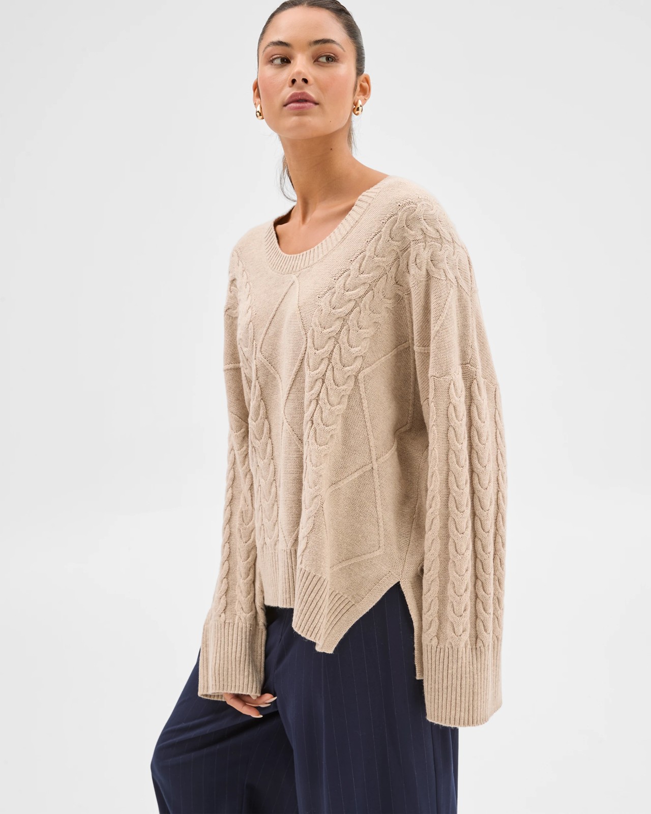 Lily Loves Cable Knit Jumper - Pine Nut Marle 3 of 6