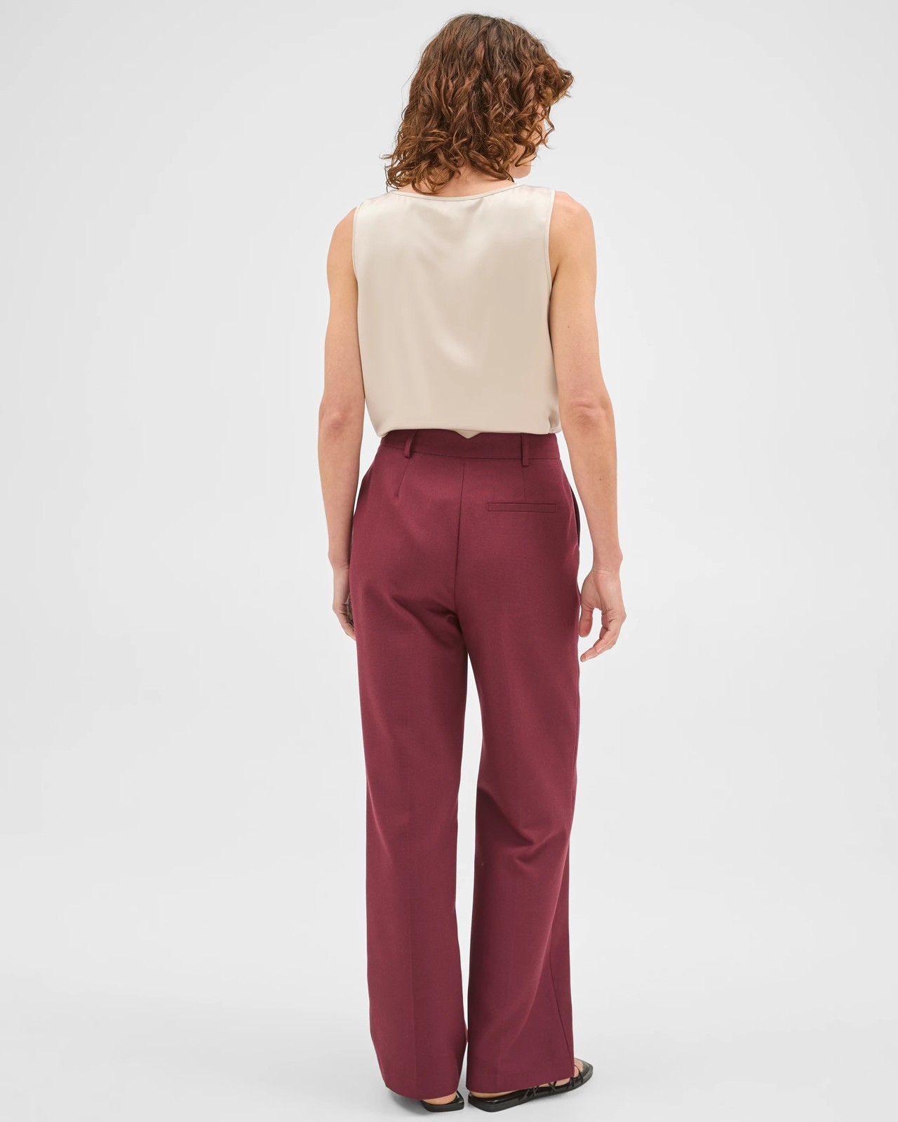 Preview Textured Tailoring Straight Leg Pants  - Sangria 6 of 6