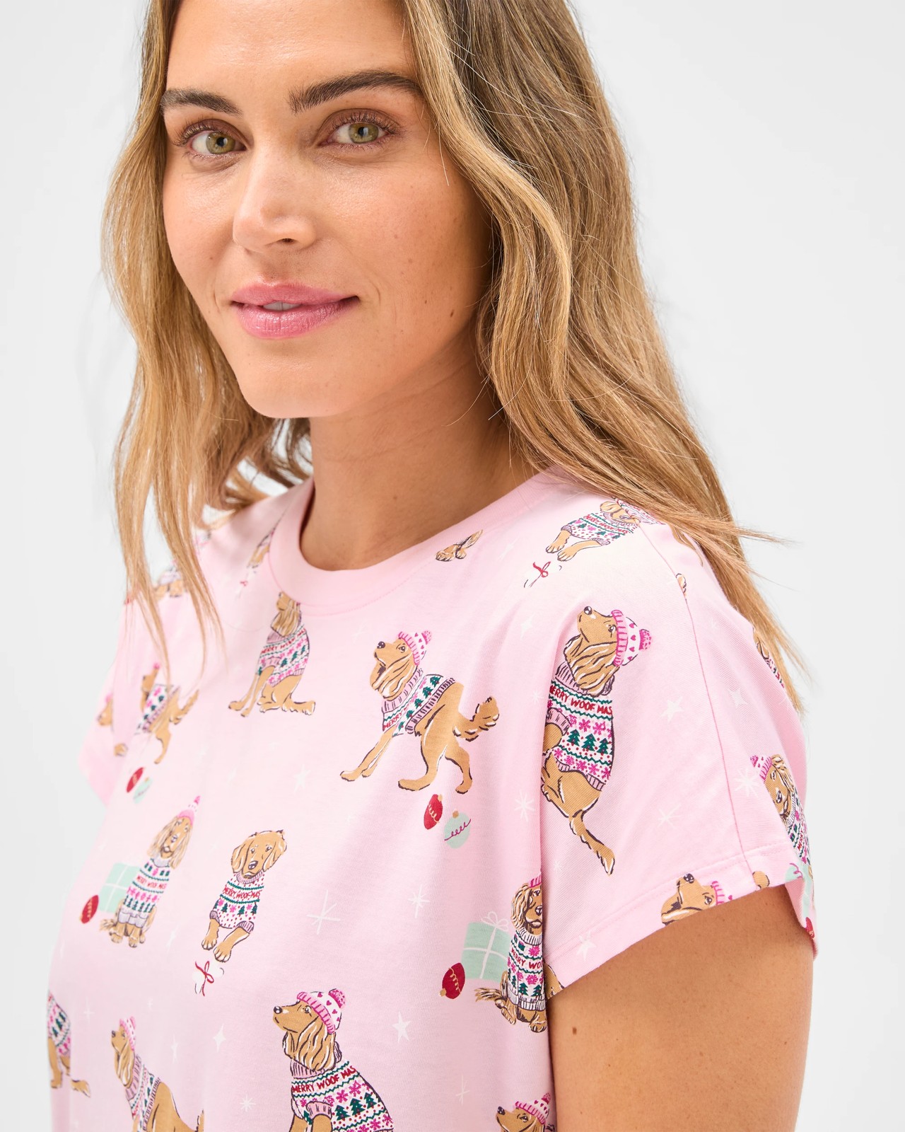 Australian Cotton Rich Merry Woofmas T-Shirt Nightie 4 of 5