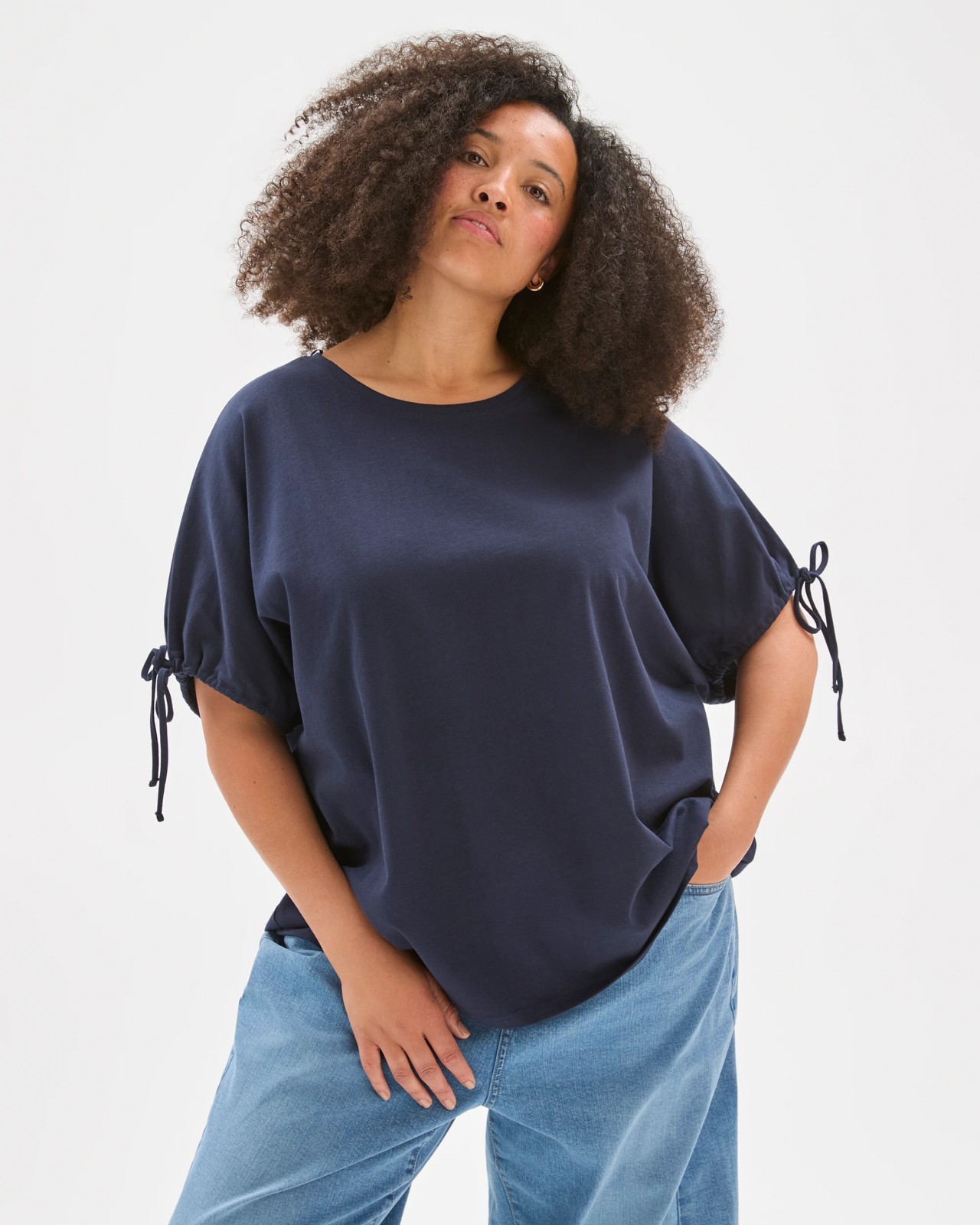 Plus Size Australian Cotton Gathered Sleeve T-Shirt 5 of 5