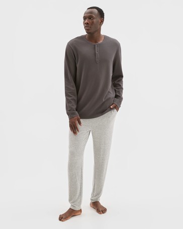 Maxx Australian Cotton Blend Waffle Henley Sleep Top