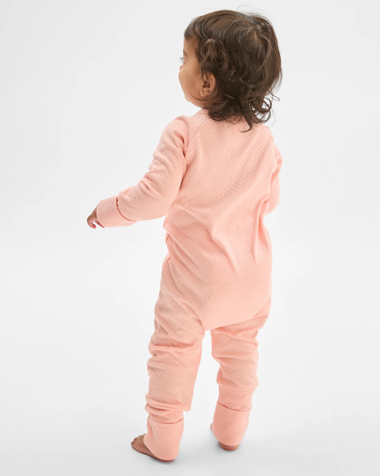Baby Organic Cotton Pointelle Zip Coverall - Peach Pearl 3 of 6