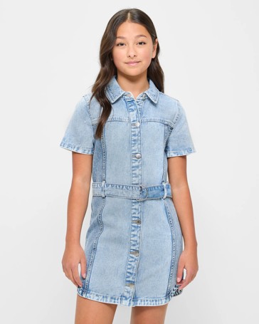 Denim Two-Tone Shirt Dress