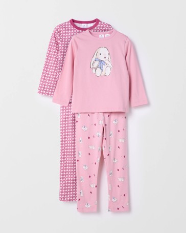 Australian Cotton 2 Pack Younger Girls Knit Pyjama Set