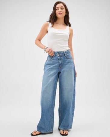 Lily Loves Cross Over Curve Leg Denim Jeans