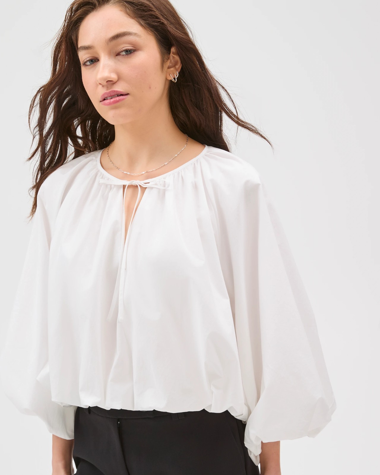 Lily Loves Long Balloon Sleeve Top - White 4 of 6