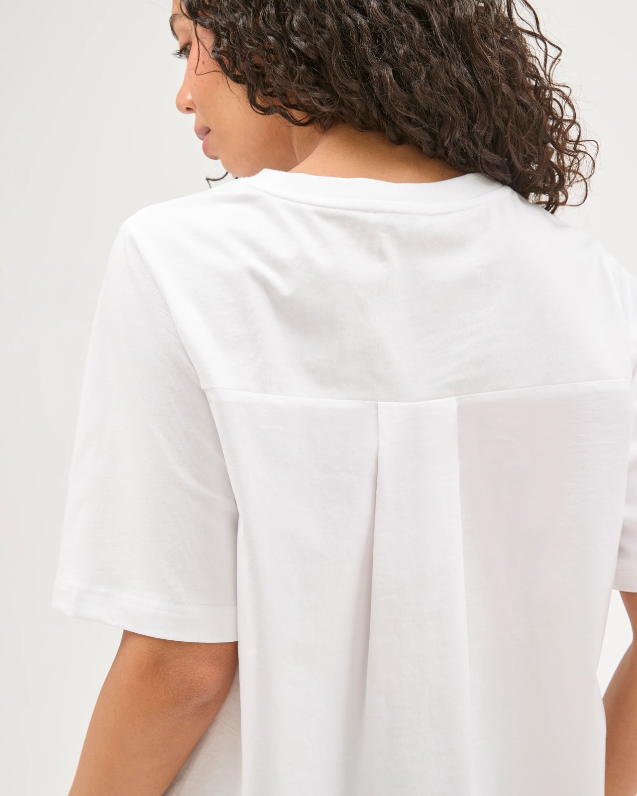 Australian Cotton Boxy Fit Woven Back T-Shirt - White 5 of 6