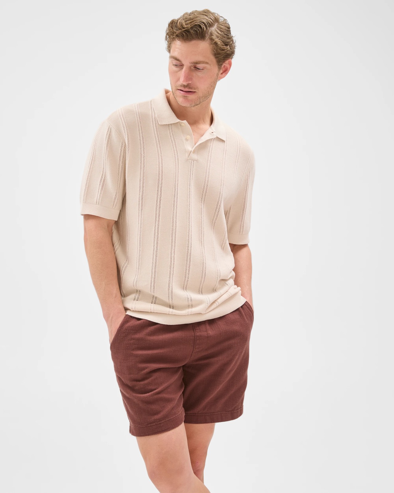 Australian Cotton Textured Shorts - Brown Stone 4 of 5