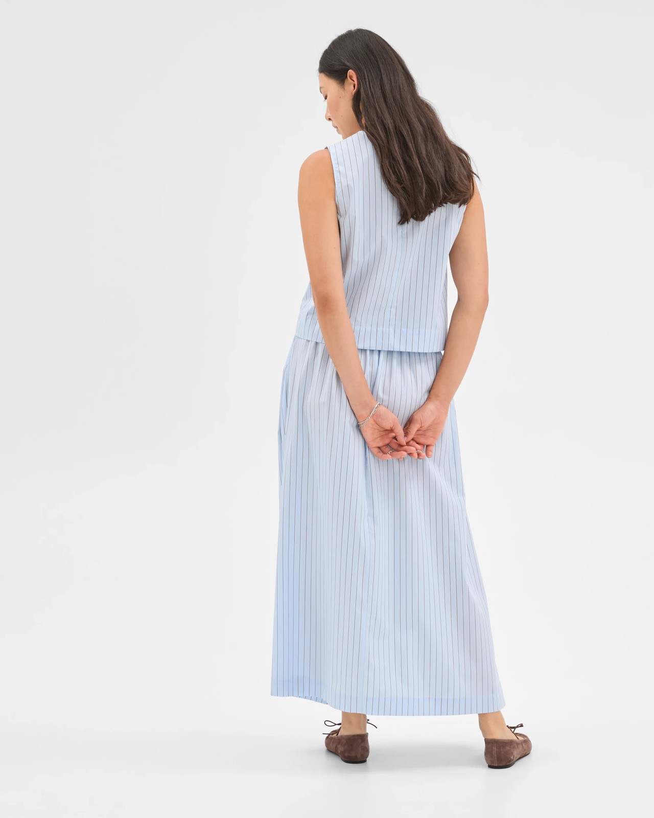 Preview Australian Cotton Elasticated Waist Skirt - Blue / Stripe 6 of 6