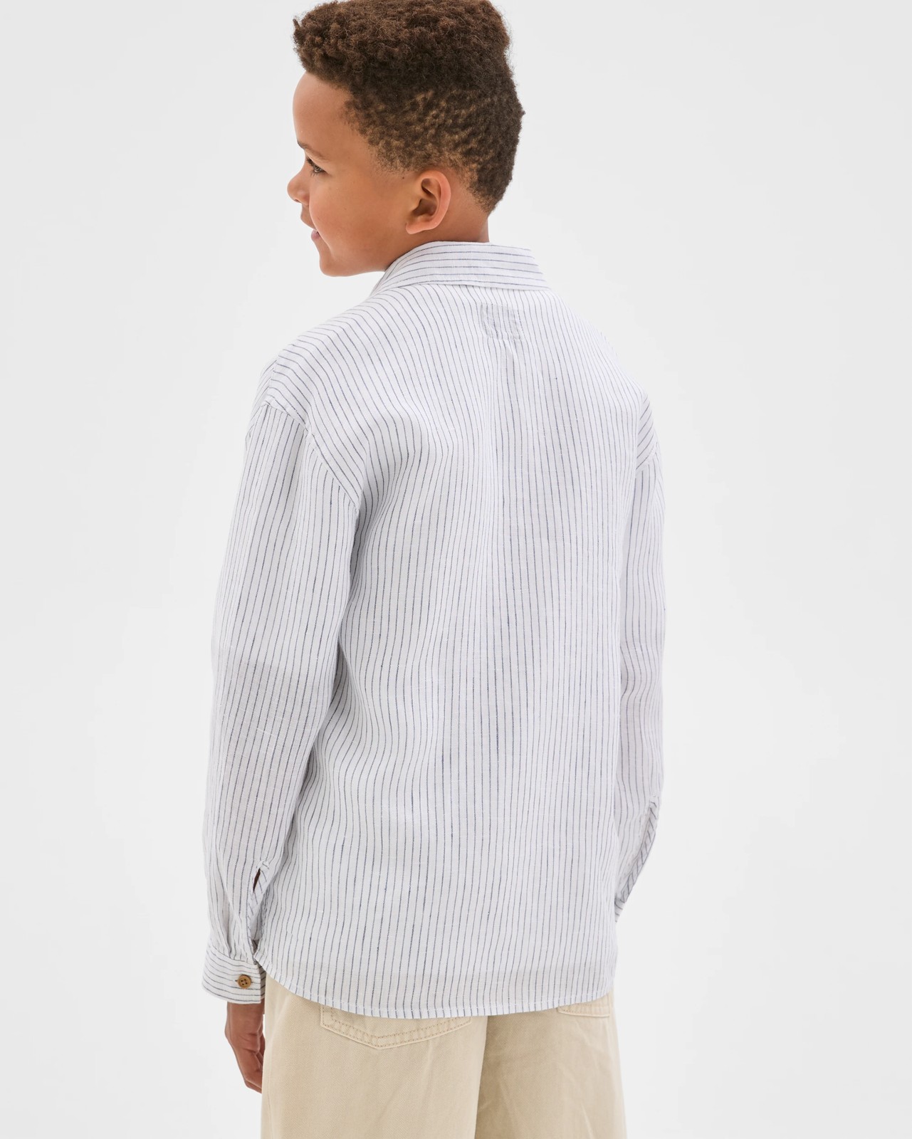 European Linen Long Sleeve Shirt - Blue / Stripe 4 of 6