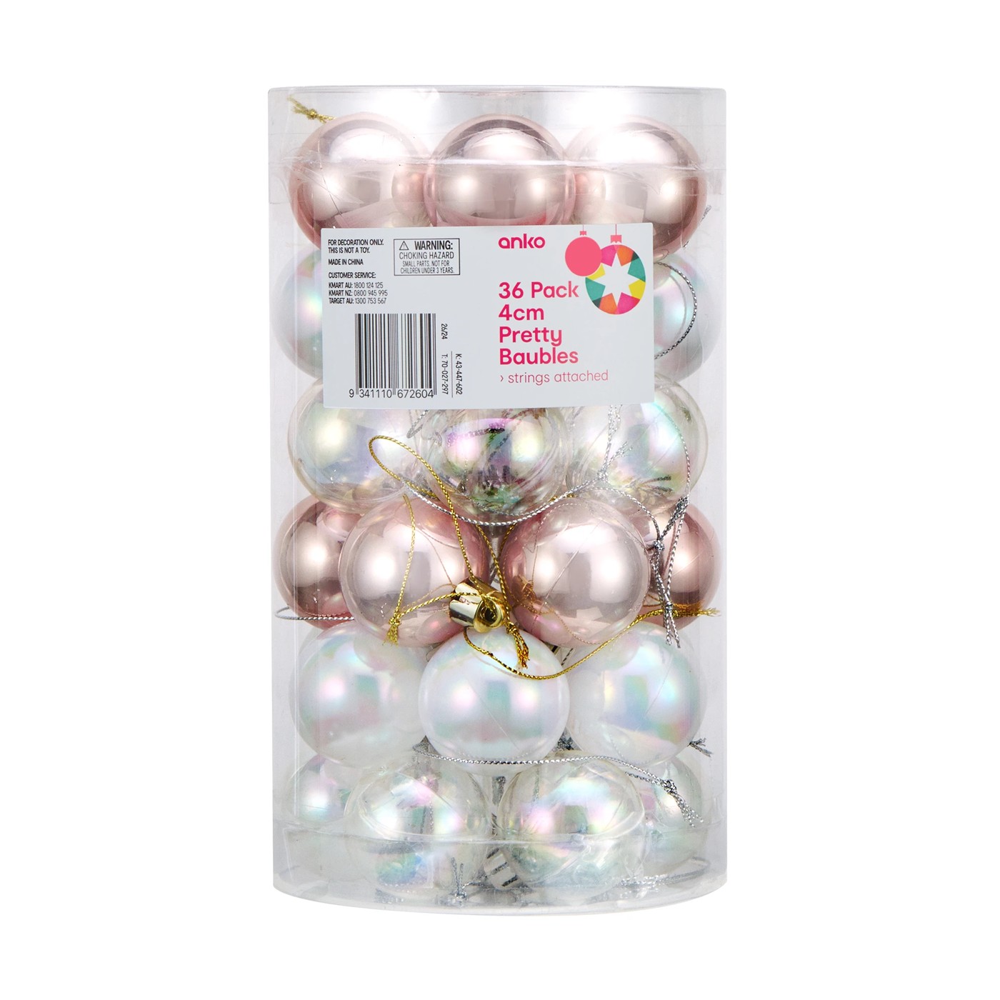 36 Pack 4cm Pretty Baubles Anko Target Australia