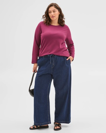 Plus Size Australian Cotton Long Sleeve Crew T-Shirt