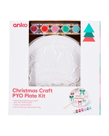Anko Christmas Craft Paint Your Own Plate Kit