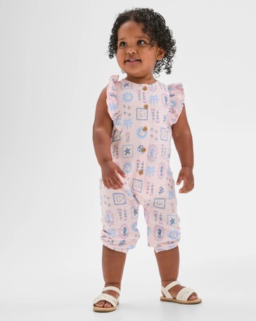 Baby Girls Organic Cotton Jersey Print Jumpsuit