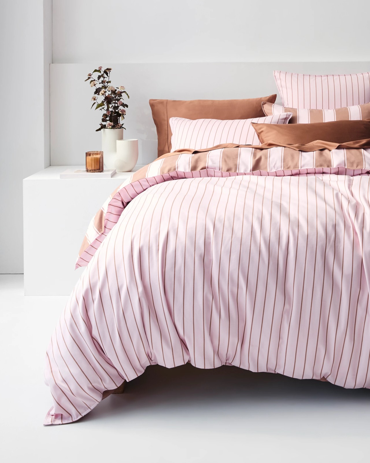 Rayne Stripe Stonewash Quilt Cover Set - Mocha/Lilac 4 of 5