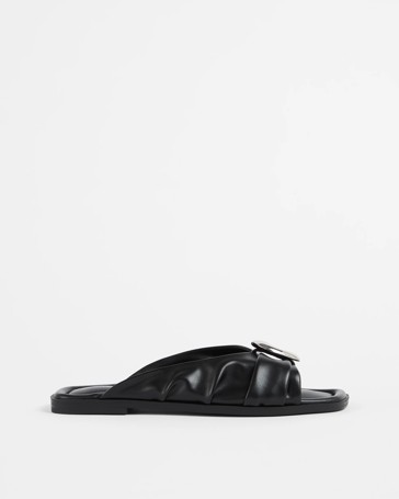 Wrap Sides Gold Trim Flat Sandals