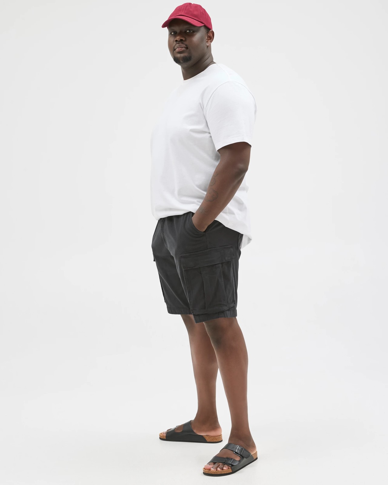 Plus Size Australian Cotton Cargo Shorts - Black 2 of 5