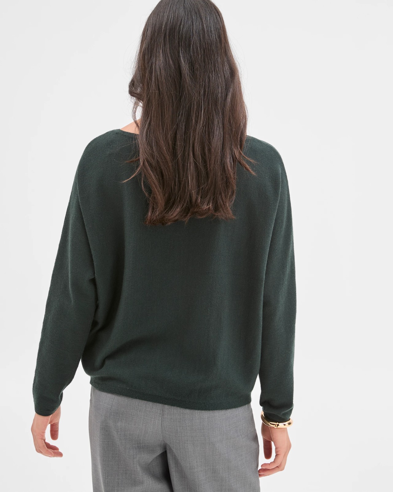 Preview Dolman Sleeve Boat Neck Knit Sweater - Mid Jade 6 of 6