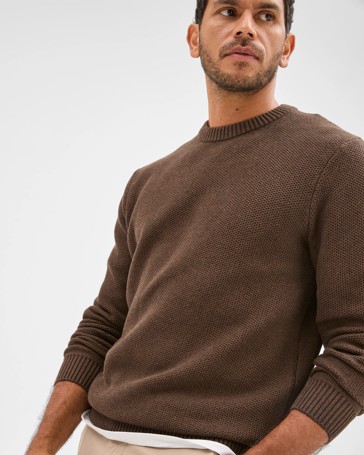 Australian Cotton Midweight Honeycomb Knit Sweater