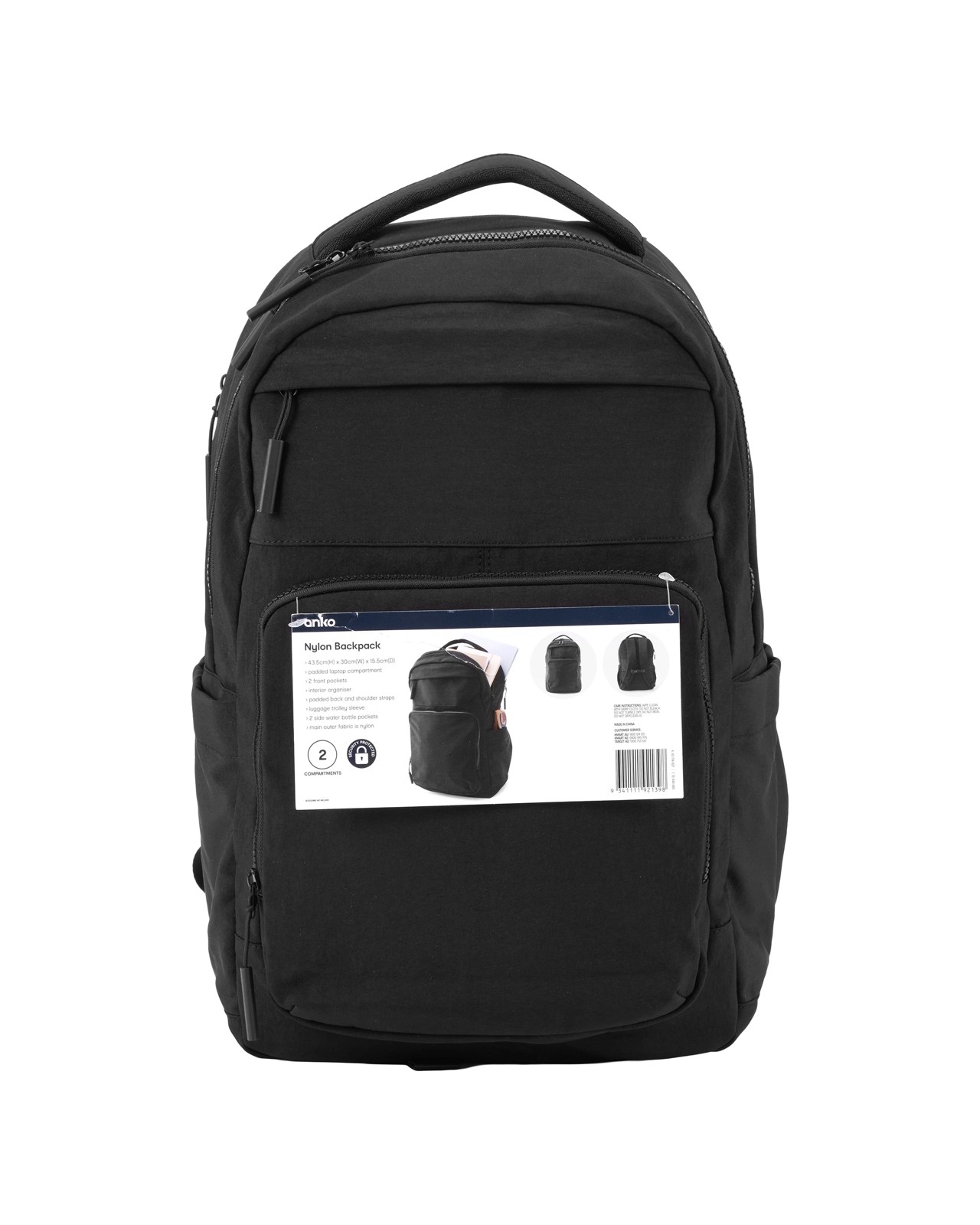 Anko Nylon Backpack - Black 5 of 5