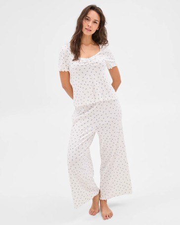 Womens Australian Cotton Pointelle Sleep Top