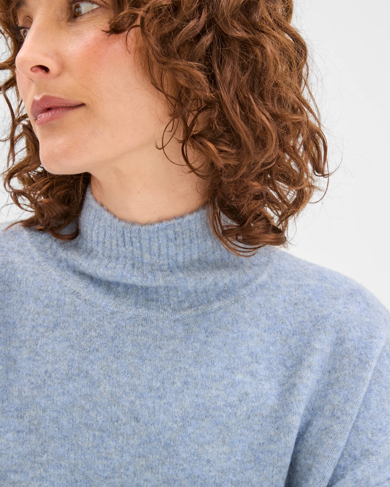 Super Soft Mock Neck Sweater - Mid Blue Marle 5 of 6
